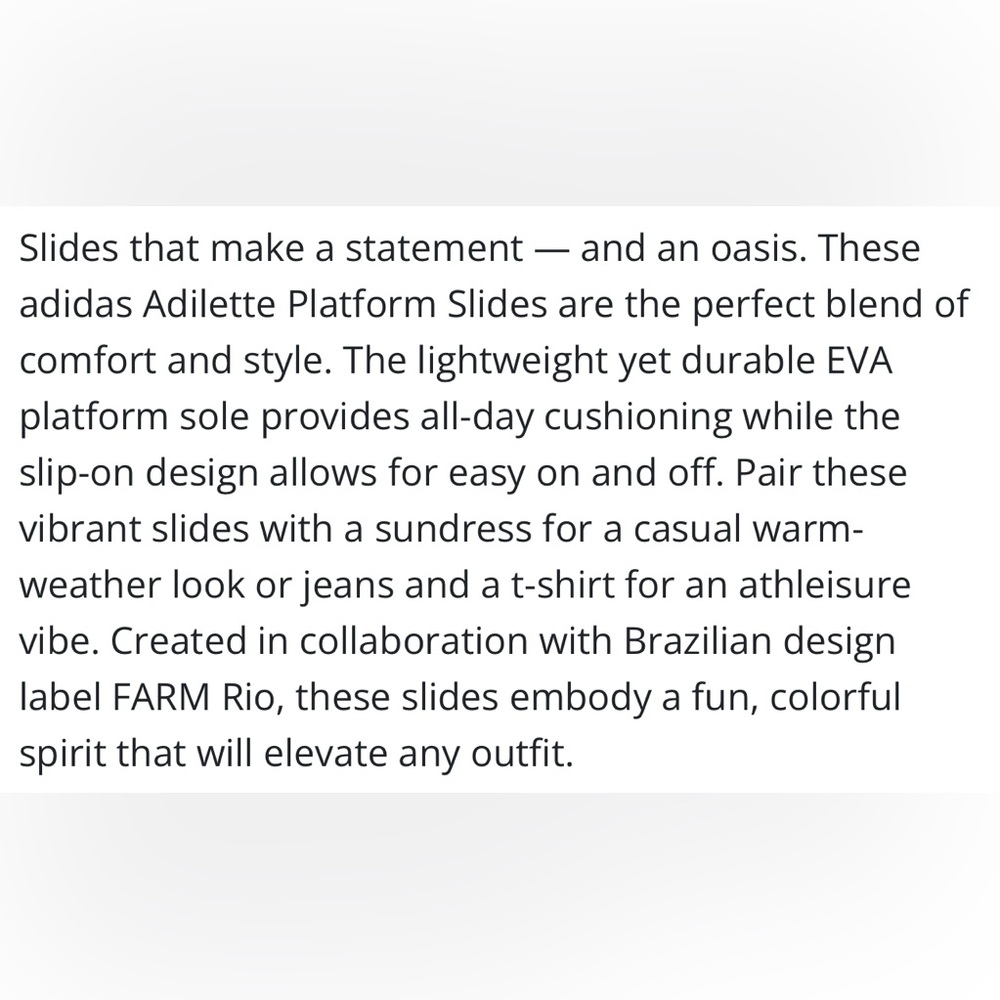 39 Farm Rio x Adidas Platform Slides - Picture 9 of 10